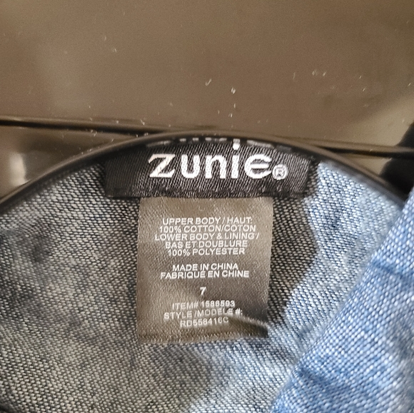 Zunie Denim Shirt Tulle Ombre Dress, 7, Blue, Pink and Purple - Picture 6 of 6